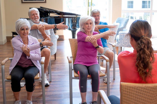 Aravilla Clearwater Memory Care Seniors Exercising