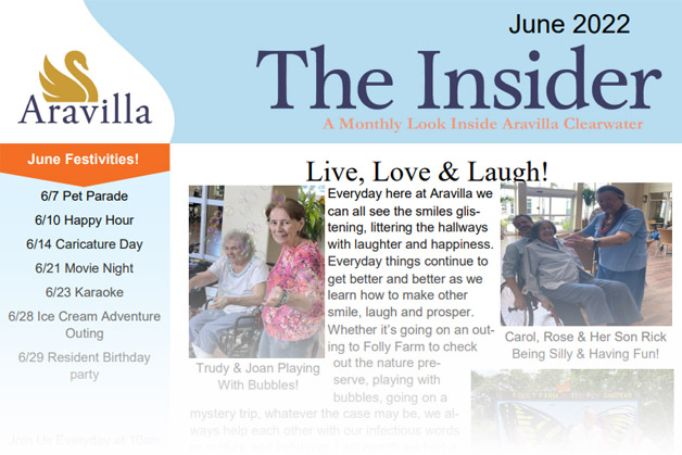 Memory Care Newsletter Aravilla Clearwater June 2022