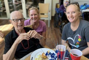 memory care resident celebrating