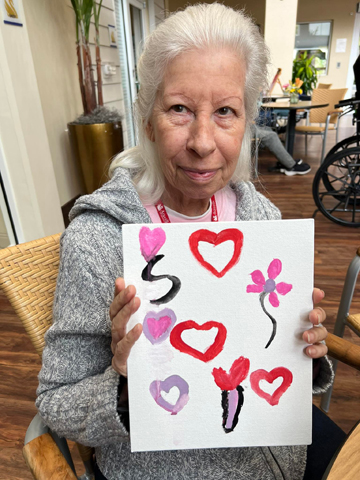 Aravilla Clearwater senior resident with valentines card 2