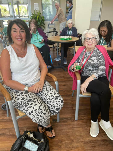 memory care resident Rose with her friend