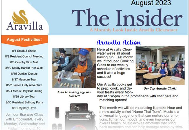 Memory Care Aravilla Clearwater August Newsletter image