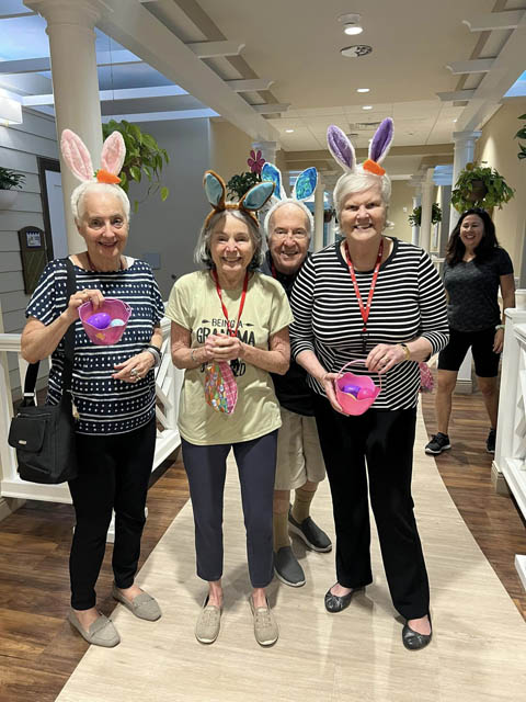 memory care residents with bunny ears