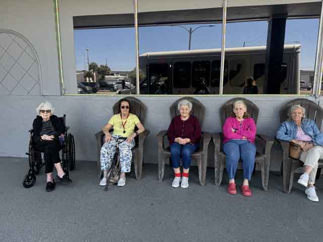senior residents waiting for outing transport