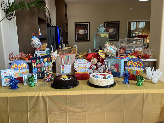 memory care resident birthday table