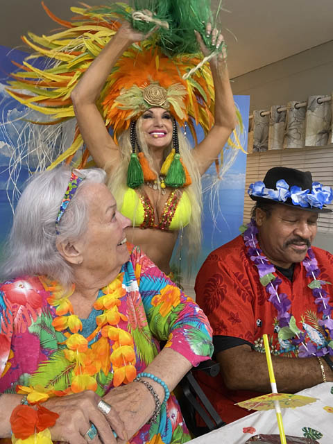 luau party at memory care Aravilla Clearwater