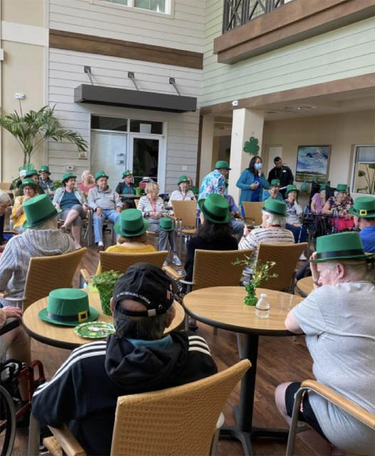 memory care residents celebrating St Patricks