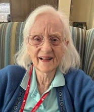 memory care resident Ilene smiling