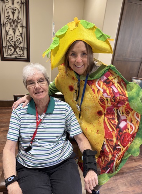 smiling memory care resident