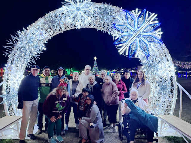 memory care residents tour of lights