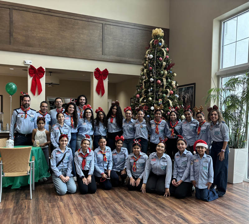 Santas helpers visiting memory care residents