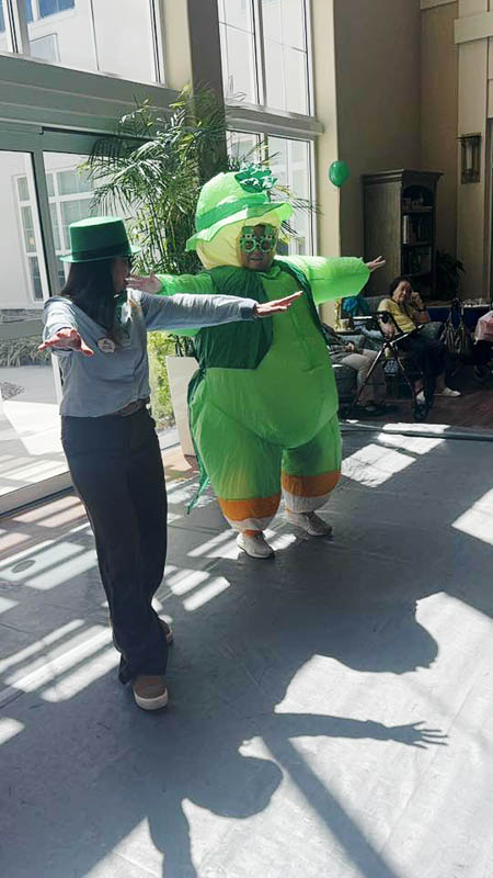 fun at memeory care Aravilla Clearwater on St Patricks Day