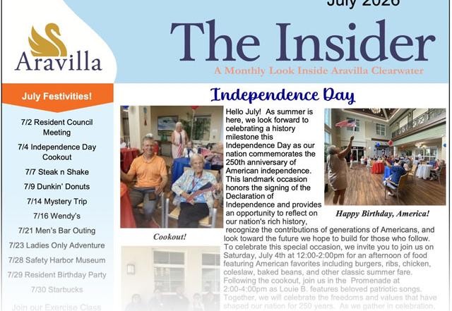 memory care newsletter July 2026 image