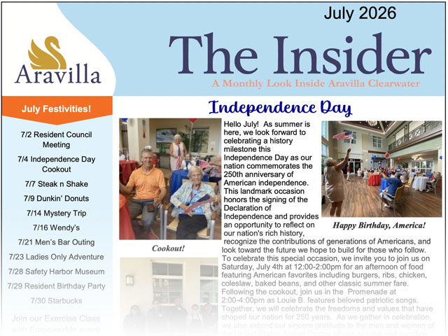 memory care newsletter July 2026 image